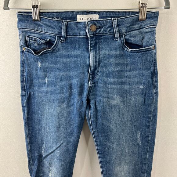DL1961 River Blue Mid Rise Margaux Instasculpt Ankle Length Skinny Denim Jean 27 - Picture 3 of 10